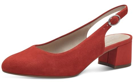 Tamaris Comfort décolleté slingback da donna in pelle eleganti, Rosso (Red Suede), 41 EU