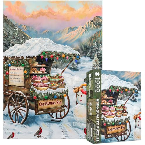 Christmas Jigsaw Puzzle 1000 Piece-Snowman's Dessert Shop puzzle adults 1000 piece puzzle Christmas jigsaw puzzles 1000 Piece for Adults senior