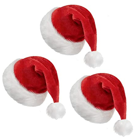 AIHANCH Weihnachtsmütze Plüsch, Unisex-Nikolausmütze Erwachsene, Extra Dicker Samt Weihnachtsmann Mütze, Weihnachtskostüm, Klassischer Hut für Weihnachten, Neujahr, Feiertage, Partyzubehör