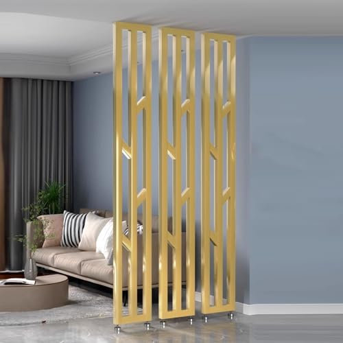 Raumteiler Goldene Trennwand Als Raumteiler, Metall-Trennwand für Wohnzimmer/Büro/Hotel, Vom Boden Bis Zur Decke, 1 2 3 4 5 6 7 8 9 Fuß Hoch(130cm/51.2in/4.3ft)