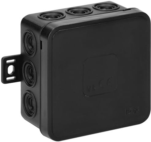 Miratic Abzweigdose Wasserdicht IP54 Verteilerdose Außen Wasserdicht mit 12 Gummidrüsen Abzweigdose Aufputz Robuste und Sichere Elektroinstallation für Außenbereiche (schwarz)