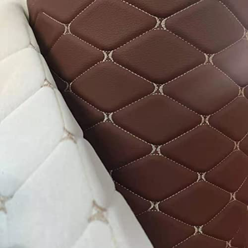 JINDAOSH Vinyl Faux Leder gesteppt Stoff Schaumstoff gesichert Diamanten DIY Polsterung für Möbel Dekoration Automobil Auto Sofa Reparatur Sitz DIY Crafts Breite: 155cm(Size:1mX1.4m,Color:3 Brown)