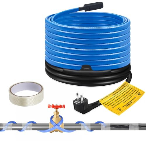 Hojalis 8M Cavo Riscaldante Antigelo, Cavo Riscaldante 230V, 25 W/M Cavo Riscaldante Con Termostato, Cavo Riscaldante Autoregolante, Cavo Di Riscaldamento Impermeabile Per Tubazioni