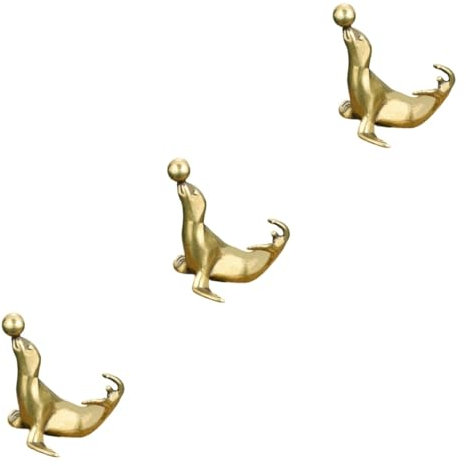 RORPOIR 3stücke Dekorativer Meeressäuger Messing Vintage Figurine Für Stilvolle Raumdekoration Goldene Tischdeko Für Wohn Und Schlafzimmer Geschenkidee Für
