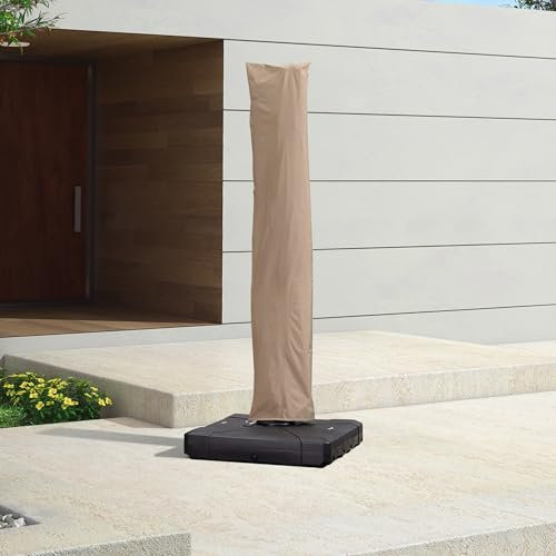 PURPLE LEAF Housse Parasol Déporté pour Parasols 4 x 3 m, Housse de Protection en Tissu Polyester 250g, Protection UV 50+, Couverture pour Parasol de Jardin avec Tige et Zippé, 281 x 61 cm, Beige