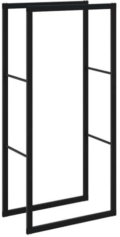 vidaXL Leñero de Acero Negro 55x30x116 cm, Soporte para leña, Estante para leña, Soporte para Troncos para Chimenea, Almacenamiento de leña
