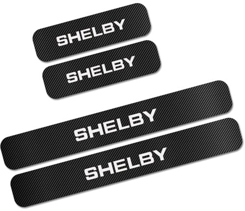 MABEIYE 4 Stück Auto Kohlefaser TüRschweller Aufkleber für Ford Shelby, Anti Kratz Schutzstreifen Car Styling Kick Plates Schutz ZubehöR