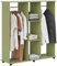 HOMCOM Double Open Wardrobe on Wheels, Bedroom Wardrobe with Clothes Hanging Rails, 3 Storage Shelves, Mobile Garment Rack for Cloakroom, Hallway, Green