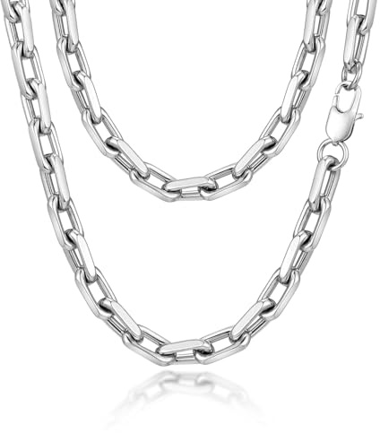 VNOX Halskette Herren Edelstahl Silber : Kette für Männer Jungen 7.5MM 45CM 50CM 55CM 60CM Silberkette Klassische Panzerkette Schmuck Geschenk Hip-Hop Kubanische Gliederkette