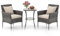 GYMAX Salon de Jardin Extérieur 2 Personnes en Rotin, Résistant aux Intempéries, 2 Chaise, Table Basse en Verre, Coussins de Siège et de Dossier, Cadre en Métal, Élégant pour Balcon, Terrasse (Blanc)