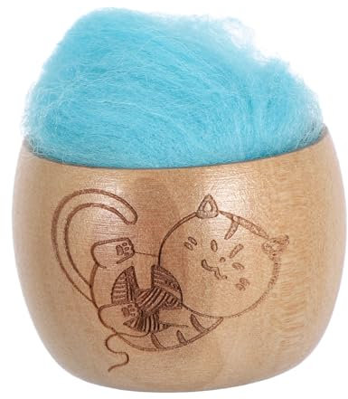 KOCKSHION Holz-nadelkissen Mit Katzen-schüssel Bunte Wollnadelhalter Für Handarbeit Für Anfänger Und Mütter Tragbares Nähzubehör Mit Sicherer Holzbasis Und Effizienter