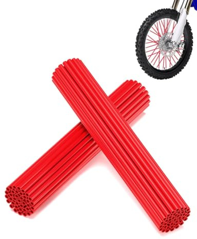 E-riding 72 Pièces Housses de Rayons de Vélo – Housses Universelles pour Roues de Dirt Bike et Pit Bike pour Jantes de 8-21, Compatible avec les Dirt Bikes, Fauteuils Roulants – Rouge