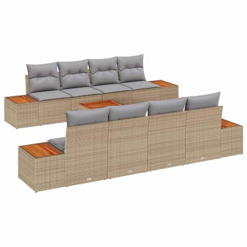 vidaXL Garten-Sofa-Set 9 STK. Beige Poly Rattan