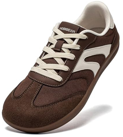 HOBIBEAR Barefoot Shoes Zero Drop Wide Fashion Sneakers for Women Men(Dark Brown, UK 7)
