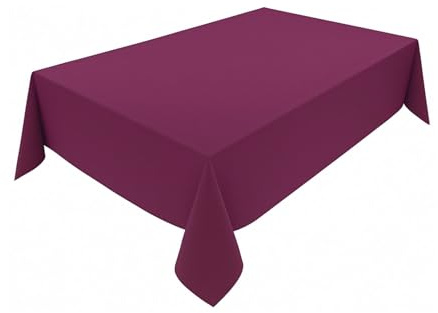 Hochwertige Tischdecke aus Minimate Gewebe. Modern, glatt, breiter Saum, bügelfrei, strapazierfähig, waschbar, trocknergeeignet. Küche und Wohnzimmer. Größe und Farbe wählbar. (Aubergine, 140 x 350)