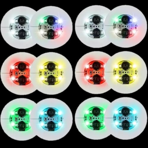 12 Stück LED Untersetzer für Gläser 7 Farben Selbstklebende Leuchtende LED-Untersetzer Sticker für Party Bar Flaschen Tee Bier Kaffee EZ Beleuchtete Sticker Stimmungslichter Wasserdicht Ø 6cm