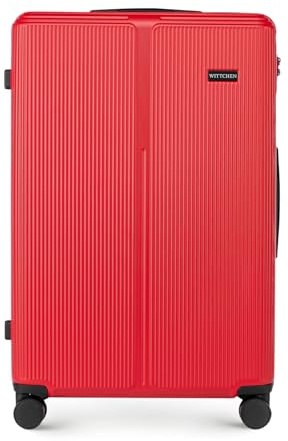WITTCHEN Stripes Line Großer Koffer 76,5 x 50 x 29 cm (XL) | Hartschalen-Trolley ABS 96 l, 4 Rollen 360° | Koffer groß für Lufthansa/Eurowings/Ryanair, zahlenschloss, teleskopgriff | Farbe: Rot