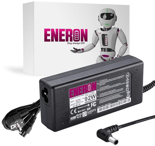 Alimentatore di rete compatibile con Sony Vaio Cavo di ricarica 19,5 V 4,7 A 90 W / 92 W - Connettore: 6,5 x 4,4 mm con pin - Cavo di alimentazione UE, alimentatore di ricambio per PCG VGN VPC Serie