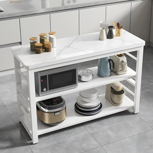 Versátil isla de cocina expandible y soporte para microondas, espacioso estante para encimera y horno microondas, elegante mueble de cocina negro (70 x 50 x 80 cm)