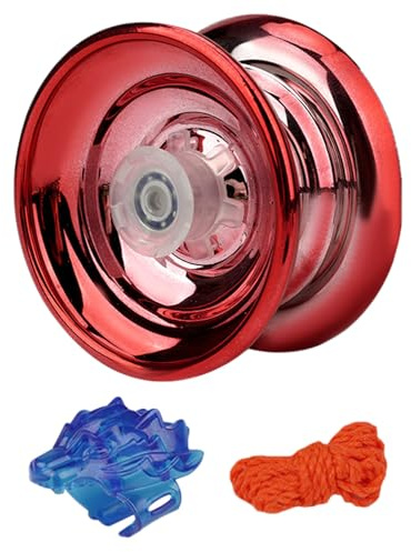 YOY O Metall Yo-Yo für Anfänger Fortgeschrittene Spieler Lernspielzeug mit Design Indoor Outdoor Hand-Koordination (Red, B)