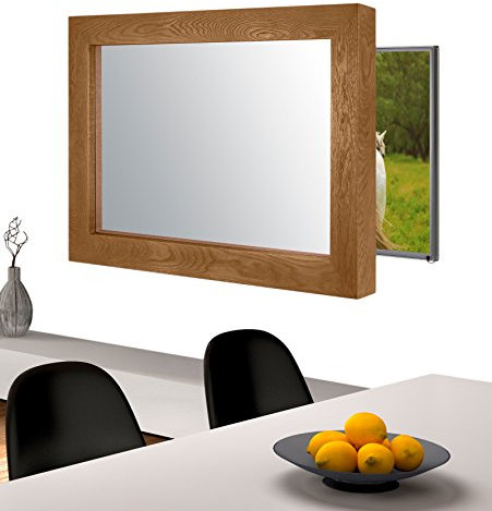 Handmade Framed Mirror to Turn Your Existing TV to Hidden Mirrored Television that Blends into Your Home or Business Decor (43 Inch, Flatenium Brown)
