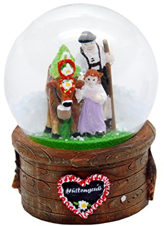Minium Collection 30062 Souvenir Schneekugel Hüttengruß Almabtrieb 65mm Durchmesser Schüttelkugel Reiseandenken Mitbringsel