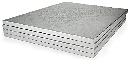 Miss Bakery's House® Cake Drum - 12 mm - 30x30 cm - Silber - 5 Stück - Dicke Tortenunterlage - stabil - folienbeschichtet - Torten transportieren - Schichten stapeln