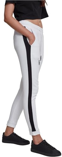 Urban Classics Women's Ladies Interlock Joggpants Trousers , White (White/Black), XL