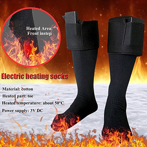 Pile di calze riscaldate, invernale termico caldo cotone calzini riscaldamento elettrico scaldapiedi, per uomini e donne Outdoor sci, taglie 36 – 46 (batterie non incluse)