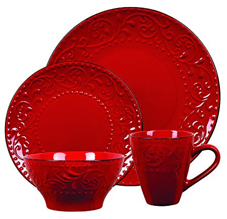 ROSSERJR LH526 - Vajilla para entretenimiento, cerámica, color rojo