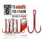 FANATIK Doppelhaken Double Hook FD-1140 gr. 8, 7, 6, 4, 2, 1, 1/0, 2/0, 3/0 jig Angel Fishing Hook für Gummiköder Offset (Rot, 30mm - #6-5 Stück)