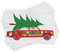 ABAKUHAUS Weihnachten Platzmatten, Red Vintage Car Elf, Waschbare Stoff Esszimmer Küche Tischdekorations Digitaldruck, Rot Weiß