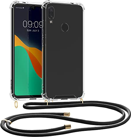 kwmobile Necklace Case kompatibel mit Xiaomi Redmi Note 7 / Note 7 Pro Hülle - Silikon Cover mit Handykette - Band Handyhülle Transparent Schwarz