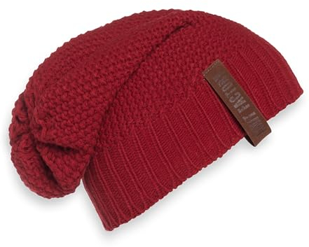 KNIT FACTORY - Coco Mütze - Strickmütze für Damen und Herren - Slouch Beanie - Wintermütze mit Wolle - Hochwertige Qualität - Bordeaux