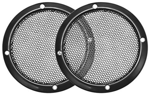 sourcing map Altavoz Rejilla Cubierta 3 Pulgada 93mm Malla Decorativa Círculo Subwoofer Guardia Protector Negro 2 Piezas