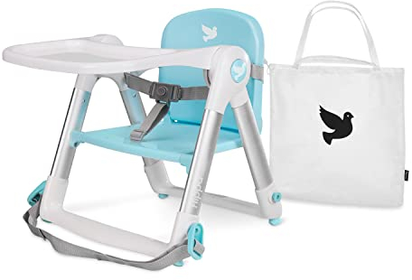 APRAMO FLIPPA Elevador de Siento de Silla Portátil Trona Alzador Plegable de Silla para Bebé Comer Alimentar con Bandeja Extraíble (Turquesa) Azul