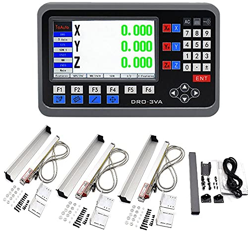 3 Achsen DRO Digitalanzeige Set ToAuto Digitalanzeige mit 3 Axis Linear Maßstab für CNC-Fräsen Elektronische Linearwaage Fräsmaschinen Positionsanzeige (Effektiver Hub:150mm+300mm+550mm)