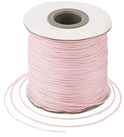 Craftdady Gewachste Schnur aus Kunstleder, geflochten, gewachst, für Schmuckherstellung, Makramee-Perlen, 180 m, Perlrosa