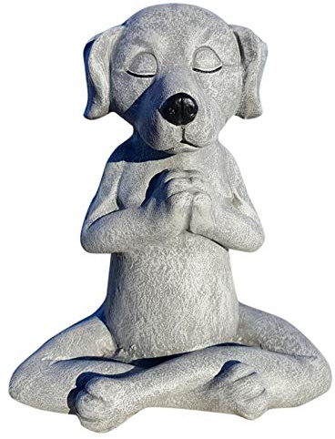 Meditation Statue Katze Statue Hunde-Statue Zen Deko Figur Harz Meditation Yoga Decor,Meditation Yoga Zen Hund Statue Hund Buddha,Feng Shui Ornament Skulptur,Sammlung Handwerk,Rasen Garten Dekor (A)