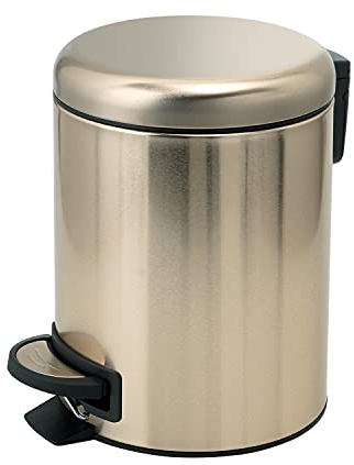 Gedy G-Potty Bathroom Bin Gold 3 L, Measurements: 25.1 x 17.4 x 22.6 cm, Stainless Steel and Polypropylene, Bathroom Basket with Soft Close Closure, Removable Basket, R&D Design, 2 Year Warranty