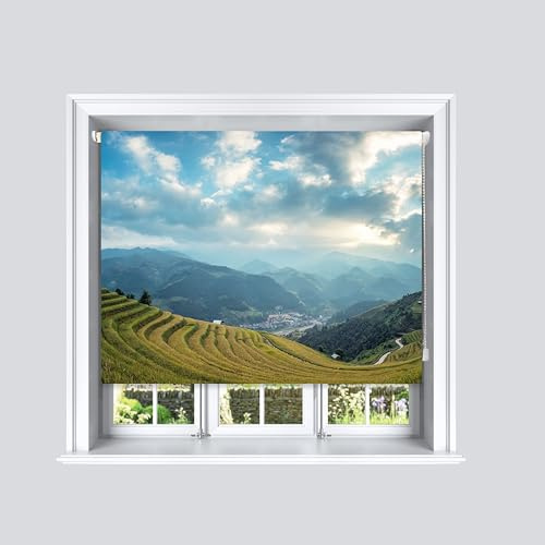 Lister Cartwright Photographic Blackout Roller Blinds For Bedroom Windows - (180 x 140 cm) Easy to Fit Roller Blinds For Windows With Child Safety Included - Agriculture