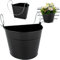 alles-meine.de GmbH Hänge - Topf/Blumentopf/Hängetopf Farbwahl Ø 22 cm - Metall - schwarz - HALB RUND - Hängend/mit Haken & Halterung - Aufhängen - groß - mit Henkel - ..