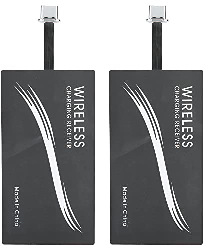 Annadue 2PCS Universal Type-C QI Wireless Charger Adapter Mobile Phone Sticker Charging Receiver, Suitable for All USB-C Cell Phones, for Samsug, for etc