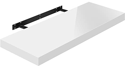 WOLTU Wandregal Volato Wandboard freischwebend hochglänzend weiß Schweberegal CD DVD Regal Bücherregal Holz Board 60x22,9x3,8cm RG9478ws
