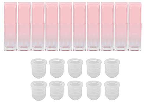 10 Stück 6 ml leere Lipgloss-Tuben, Farbverlaufsrosa, nachfüllbare Lippenstiftbehälter, Lippenbalsam-Flasche, Lippenstift-Tubenbehälter mit Silikondeckel für Frauen und Mädchen