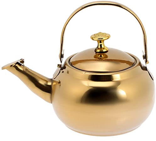 Cabilock Wasserkocher Pfeifkessel Induktion Edelstahl mit Sieb Gold Gas Wasserkessel Kaffeekanne ?tenkessel Teekessel Teekocher Pfeifenkessel Pfeifender Kessel Teebereiter für Küche Gasherd E Herde