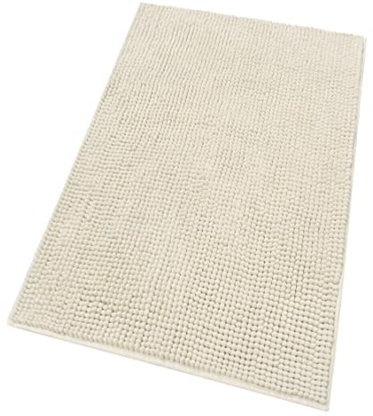 Fluffy Badezimmer-Teppich, weich, rutschfest, für Schlafzimmer, langflorig, 65 x 130 cm, Beige