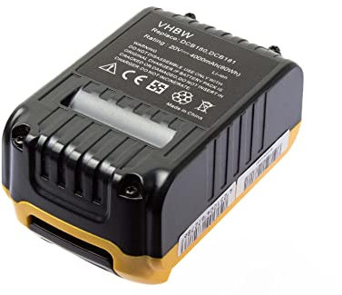 vhbw Batterie Remplacement pour Dewalt DCB182, DCB183 pour Outil électrique (4000 mAh, Li-ION, 18 V / 20 V)