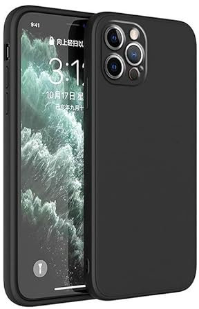 Phone Case for iPhone 12 Pro, Shockproof Liquid Silicone Protective Case with Soft Anti-Scratch Microfiber Lining Ultra Slim Phone Cover for iPhone 12 Pro, Black