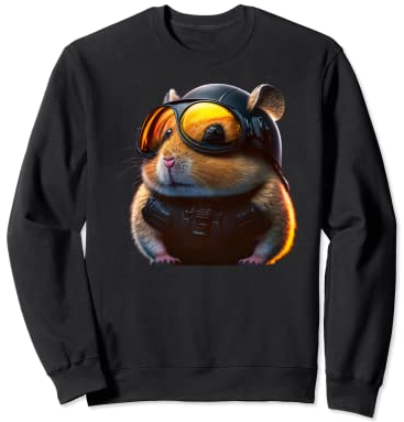 Hammster mit Biker Helm- Motorrad Sweatshirt
